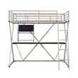 Rosebery Kids Metal Student Loft Twin Bed Lower Desk Unit in Pewter
