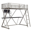 Rosebery Kids Metal Student Loft Twin Bed Lower Desk Unit in Pewter