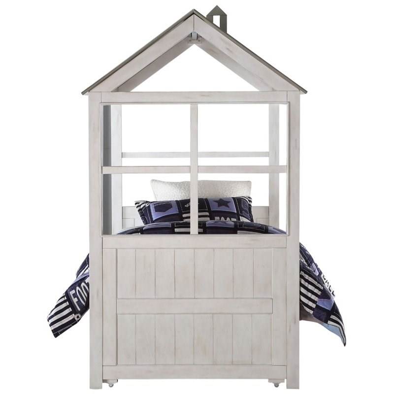Rosebery Kids Tree House Twin Bed in Weathered White and Washed Gray
