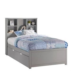 rosebery kids wood bookcase twin bed with trundle unit in gray