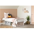 Rosebery Kids Contemporary Wood Platform Twin Bed with Baskets in White
