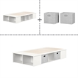 Rosebery Kids Contemporary Wood Platform Twin Bed with Baskets in White