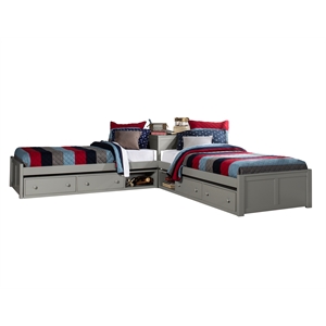 roseberry kids l shaped bed with double storage gray