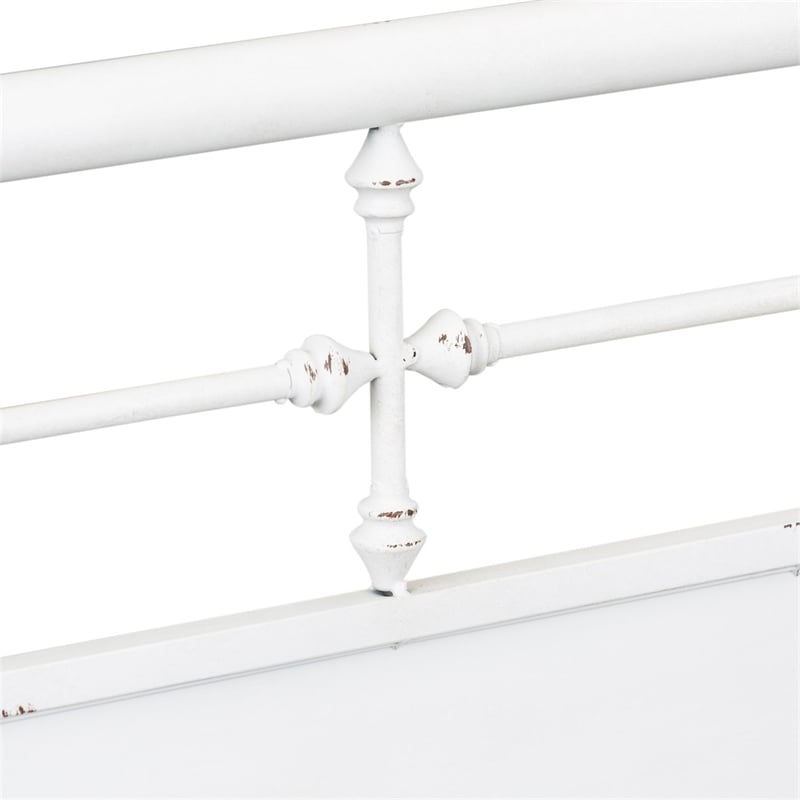 Rosebery Kids Modern Twin Metal Bed in Antique White