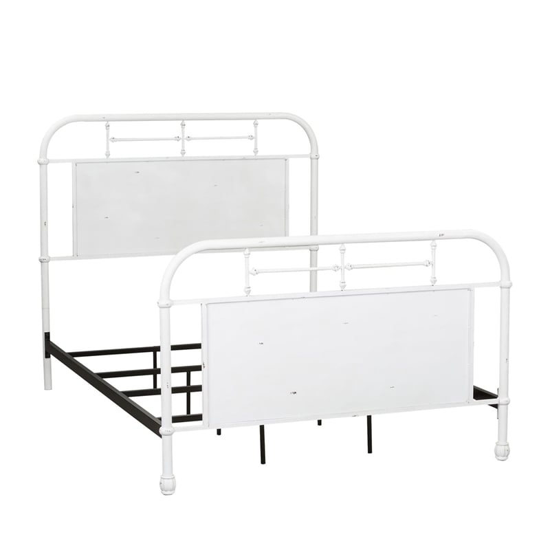 Rosebery Kids Modern Twin Metal Bed in Antique White