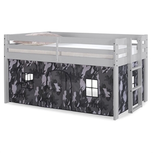 roseberry kids twin junior loft bed gray frame and camouflage bottom playhouse