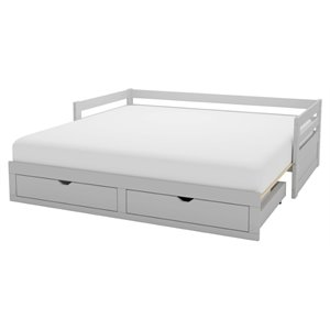 roseberry kids twin to king extending day bed with storage drawers in dove gray