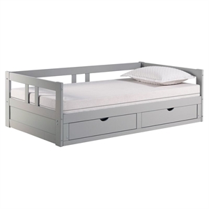 rosebery kids twin to king extendable day bed with storage-dove gray