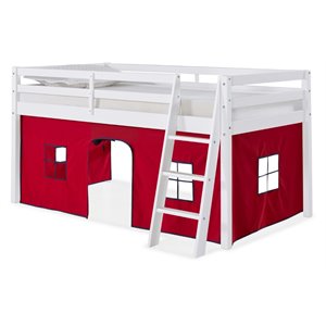 rosebery kids twin wood junior loft bed with white with red and blue tent