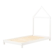 Rosebery Kids Contemporary Wood Bed with House Frame Headboard in White