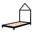 Rosebery Kids Contemporary Wood Bed with House Frame Headboard in Black