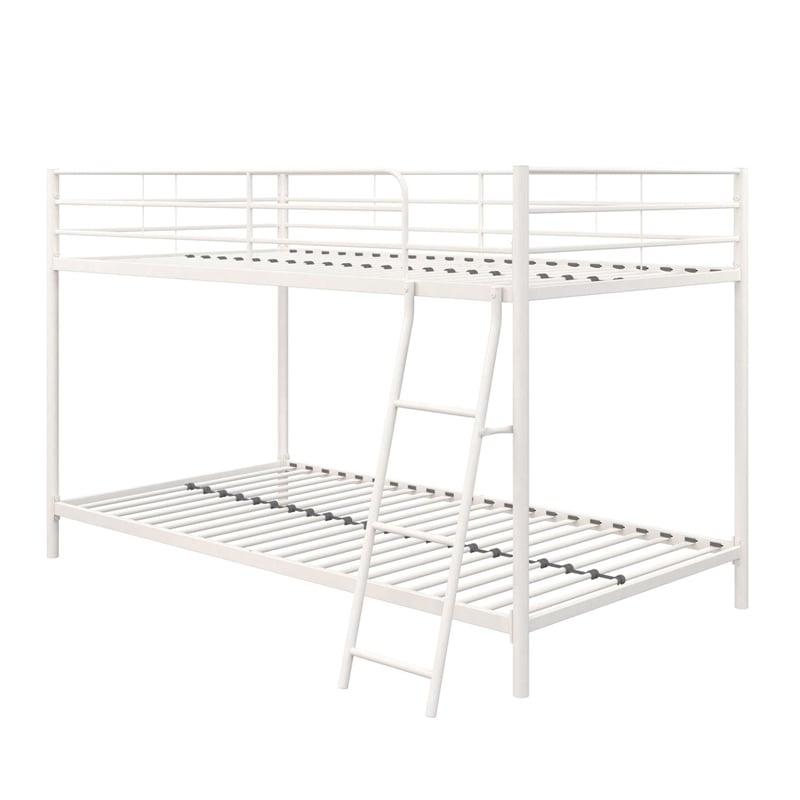 Rosebery Kids Modern Metal Twin over Twin Low Bunk Bed for Kids in White