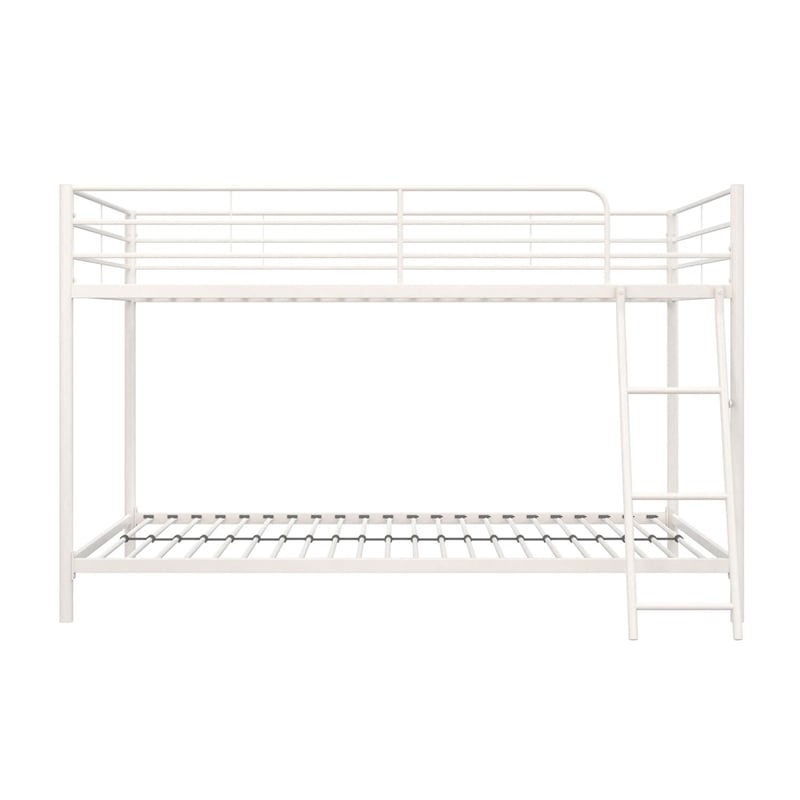 Rosebery Kids Modern Metal Twin over Twin Low Bunk Bed for Kids in White