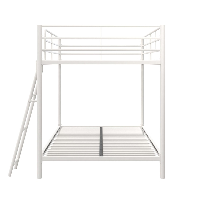 Rosebery Kids Modern Metal Twin over Twin Low Bunk Bed for Kids in White