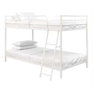 Rosebery Kids Modern Metal Twin over Twin Low Bunk Bed for Kids in White