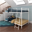 Rosebery Kids Modern Metal Twin over Twin Low Bunk Bed for Kids in White