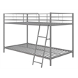Rosebery Kids Modern Metal Twin over Twin Low Bunk Bed for Kids in Silver Gray