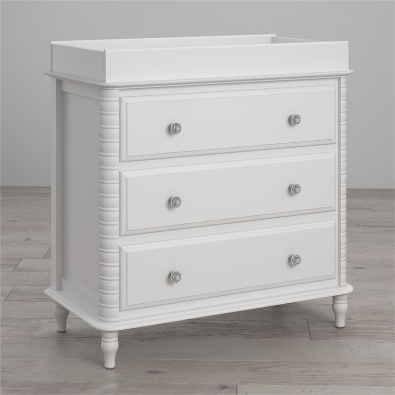 Rosebery Kids Contemporary Wood 3 Drawer Changing Table in White