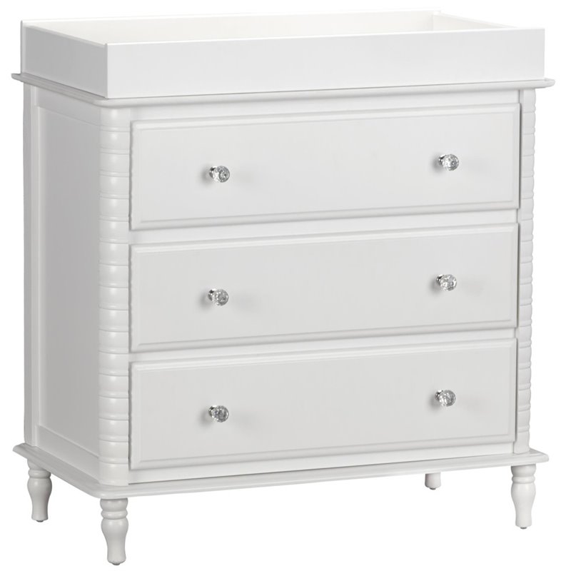 Rosebery Kids Contemporary Wood 3 Drawer Changing Table in White