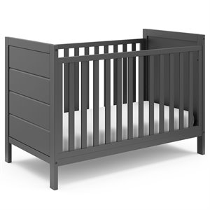 rosebery kids traditional 3 in 1 wood convertible crib in gray