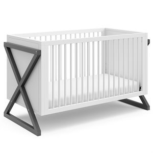 rosebery kids traditional 3 in 1 wood convertible crib in white and gray