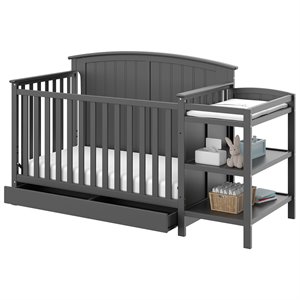rosebery kids traditional 3 piece wood convertible crib set in gray