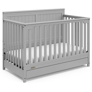 rosebery kids traditional 4 in 1 convertible crib with drawer in pebble gray