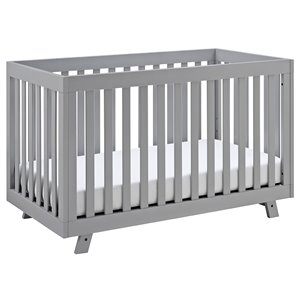 rosebery kids traditional wood 3 in 1 convertible crib in pebble gray