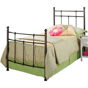Traditional Twin Metal Spindle Bed in Antique Bronze