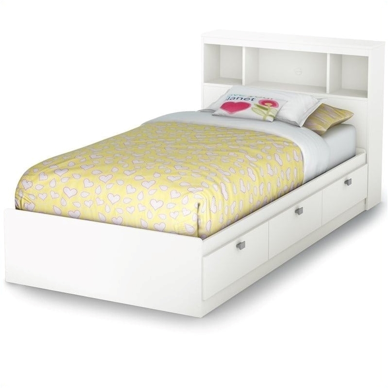 Rosebery Kids Contemporary Wood Twin Mates Bed in Pure White