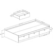 Contemporary Wood Twin Mates Bed with Drawers in Pure Black