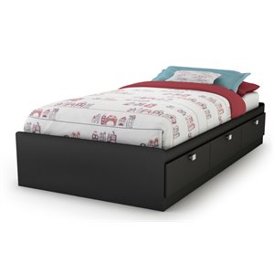 rosebery kids contemporary twin mates bed with drawers in pure black