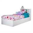 Modern Wood Twin Bookcase Bed in Pure White