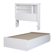 Modern Wood Twin Bookcase Bed in Pure White