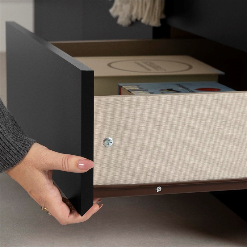 Contemporary Twin Mates Bed with 3 Drawers in Pure Black