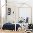 Modern Twin Canopy Bed Frame in Natural Poplar