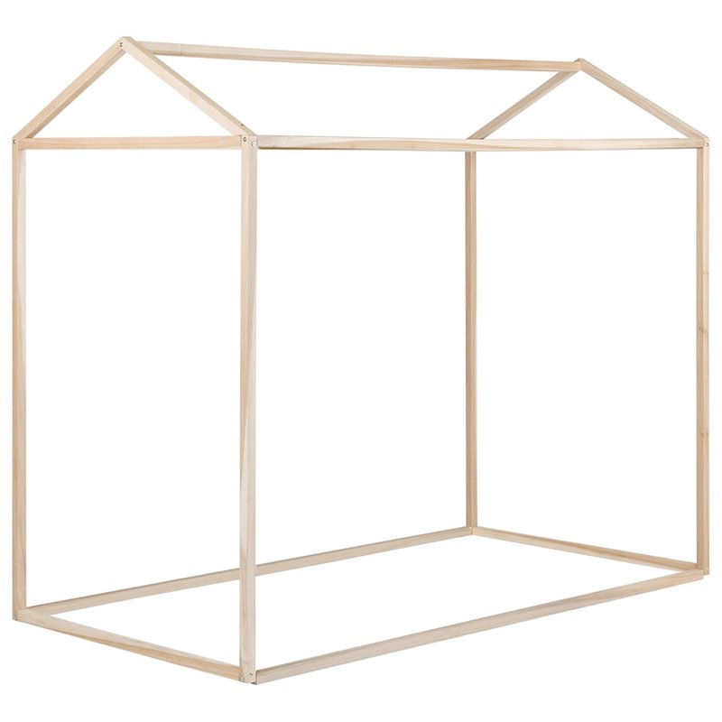 Modern Twin Canopy Bed Frame in Natural Poplar