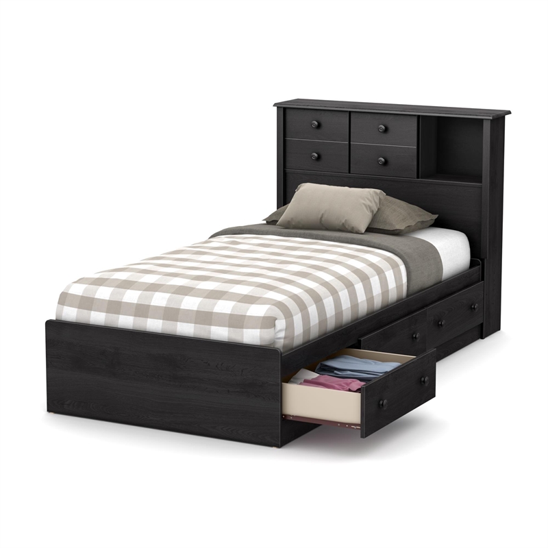 Contemporary Wood 3-Drawer Twin Mates Bed in White