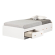 Contemporary Wood 3-Drawer Twin Mates Bed in White