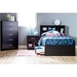 Transitional Wood 3-Drawer Twin Mates Bed in Pure Black