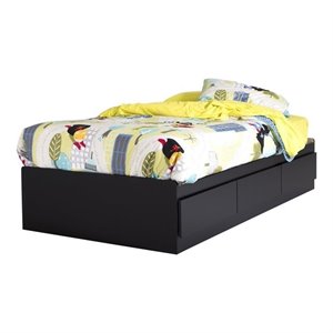 rosebery kids transitional wood 3-drawer twin mates bed in pure black