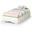 Contemporary Wood Twin Mates Storage Bed in Pure White