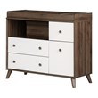 Contemporary Changing Table with Drawers in Natural Walnut-White