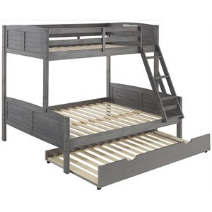 rosebery kids twin over full solid wood bunk bed with trundle in gray