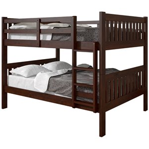 rosebery kids full over full solid wood mission bunk bed in cappuccino