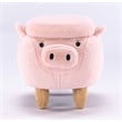 Rosebery Kids Kids Pig Fabric Storage Ottoman/Stool in Pink and Natural