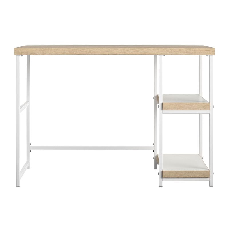Transitional Desk with Reversible Shelves in Blonde Oak