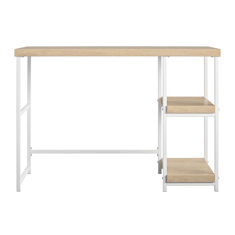 Transitional Desk with Reversible Shelves in Blonde Oak