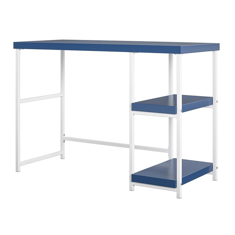 Transitional Desk with Reversible Shelves in Navy