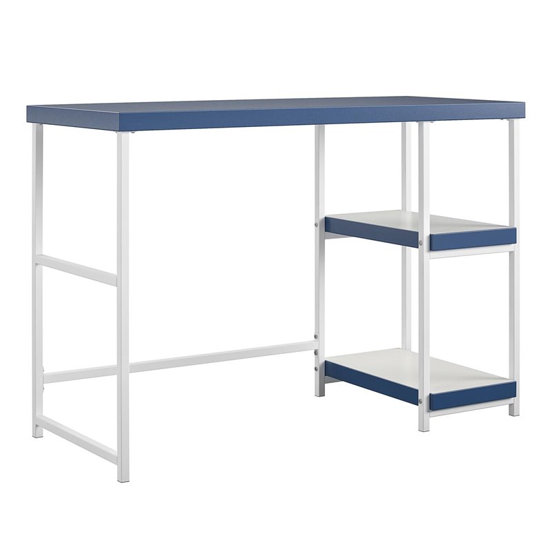 Transitional Desk with Reversible Shelves in Navy